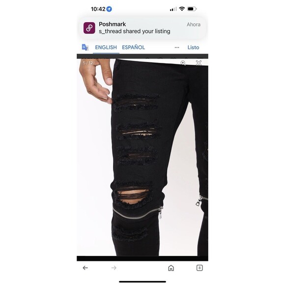 Fashion Nova Mens Black Jean’s Size 38x31 - Picture 4 of 13